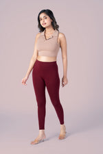 SlimFlow™ Rose Wood Ankle Length Leggings - Product Image