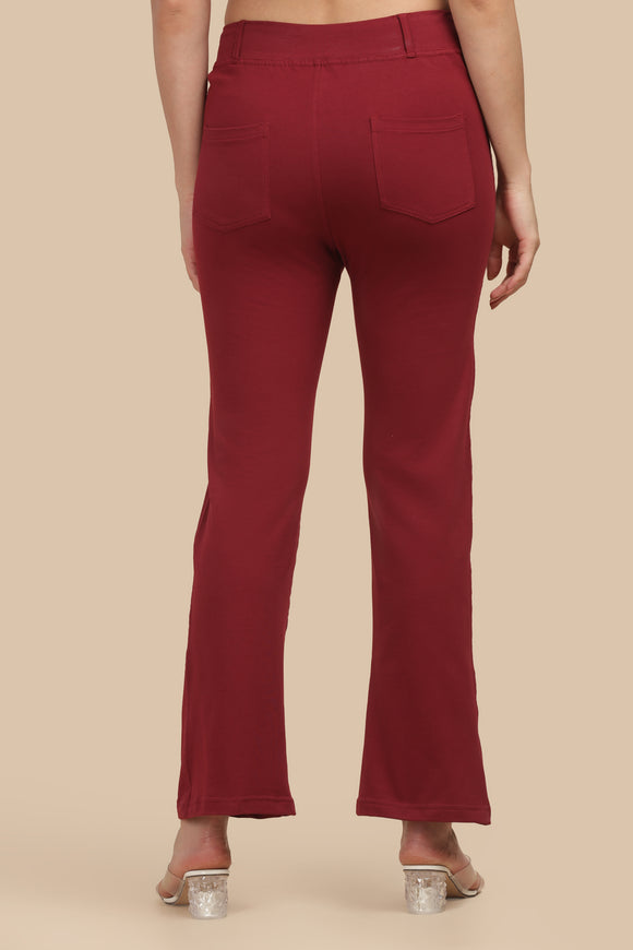 SlimFlow™ Maroon Flare Pants