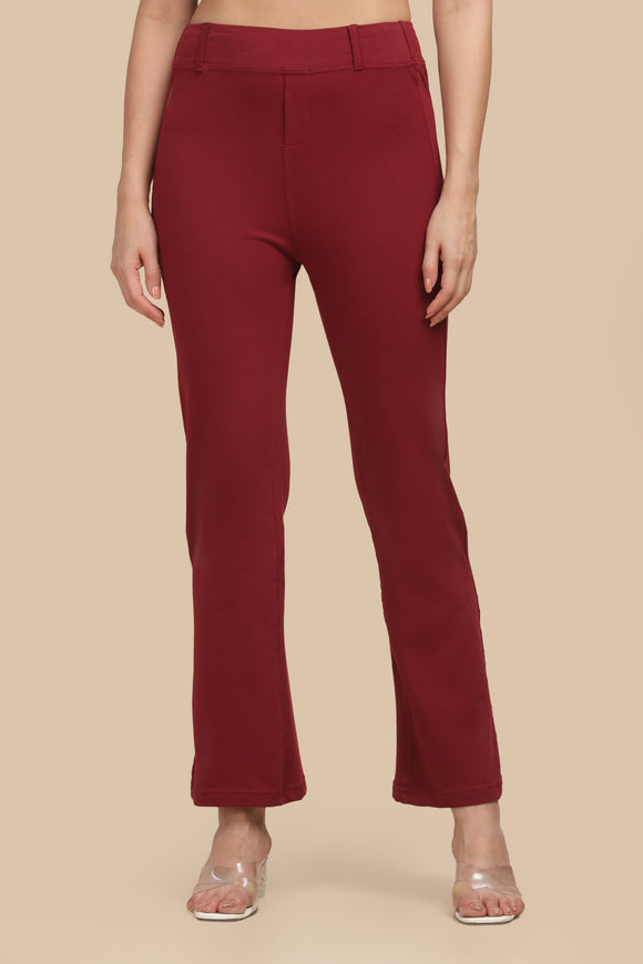 SlimFlow™ Maroon Flare Pants