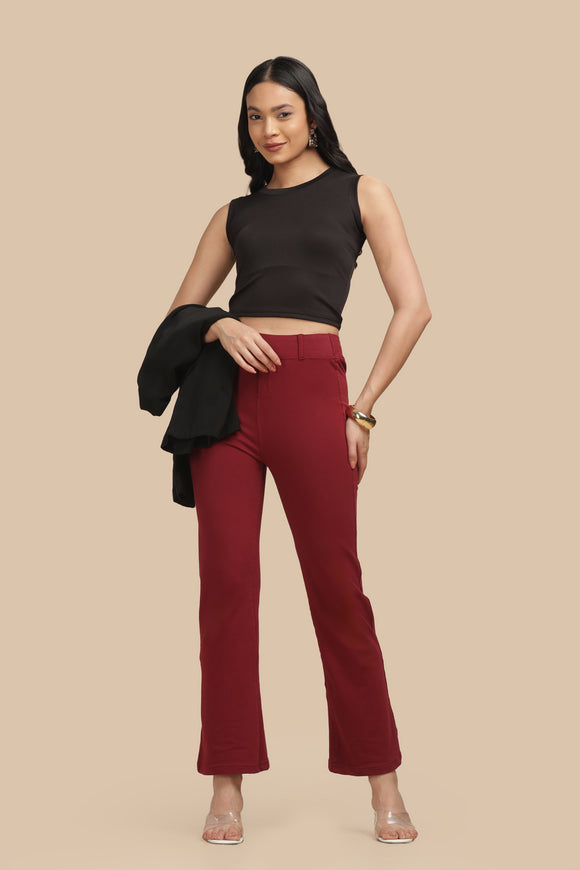 SlimFlow™ Maroon Flare Pants