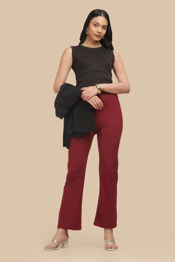 SlimFlow™ Maroon Flare Pants