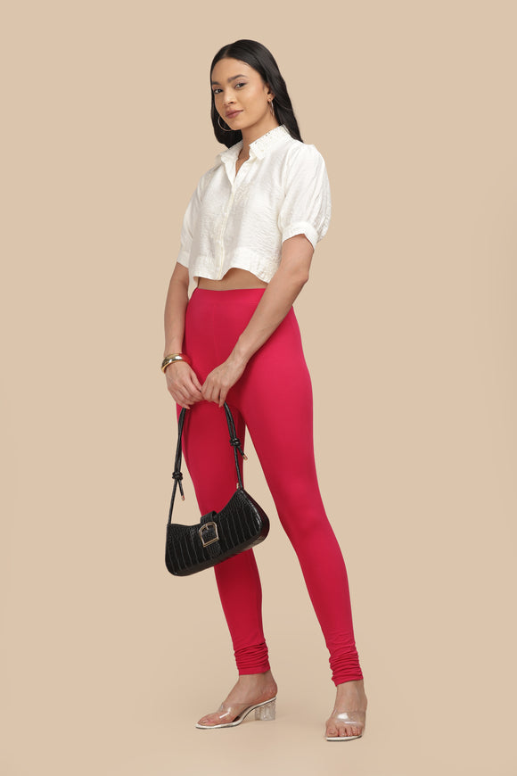 SlimFlow™ Hot Pink Churidar Leggings