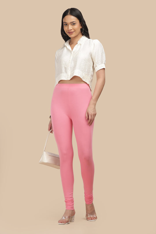 SlimFlow™ Baby Pink Churidar Leggings