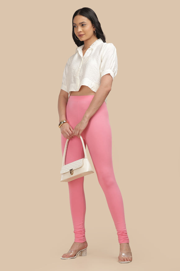 SlimFlow™ Baby Pink Churidar Leggings