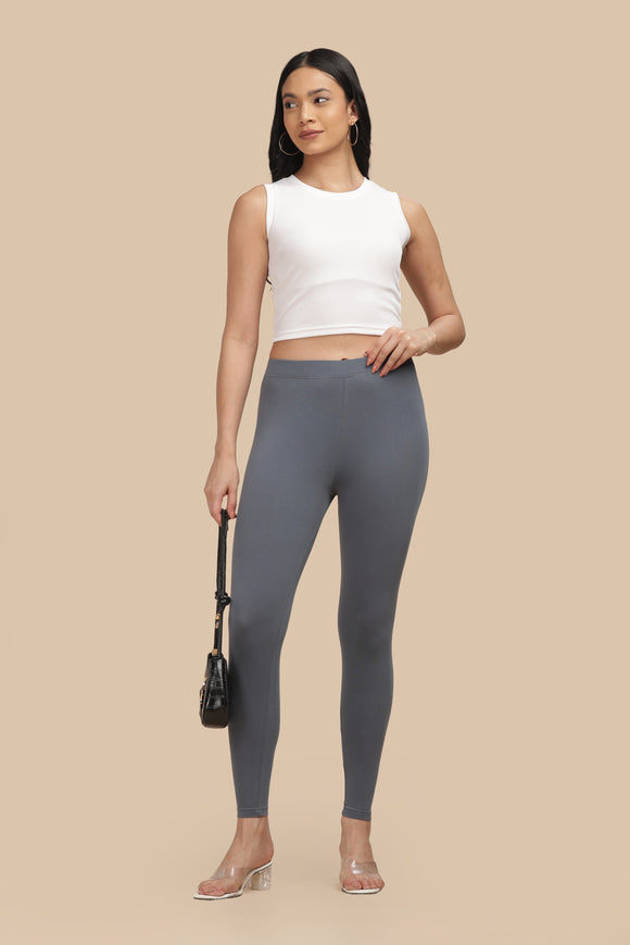 SlimFlow™ Steel Grey Ankle Length Leggings