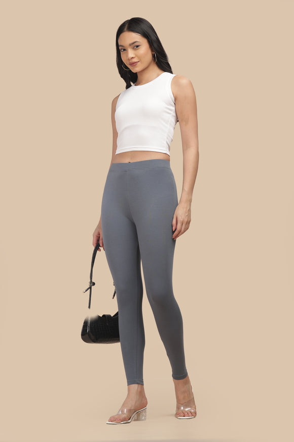 SlimFlow™ Steel Grey Ankle Length Leggings