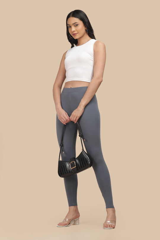 SlimFlow™ Steel Grey Ankle Length Leggings