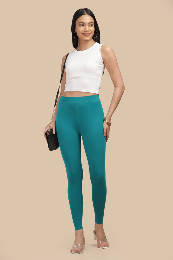 SlimFlow™ Persian Green Ankle Length Leggings