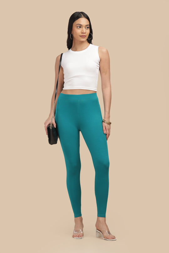 SlimFlow™ Persian Green Ankle Length Leggings
