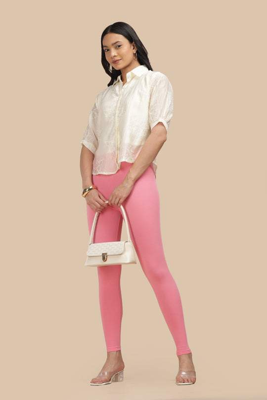 SlimFlow™ Baby Pink Ankle Length Leggings