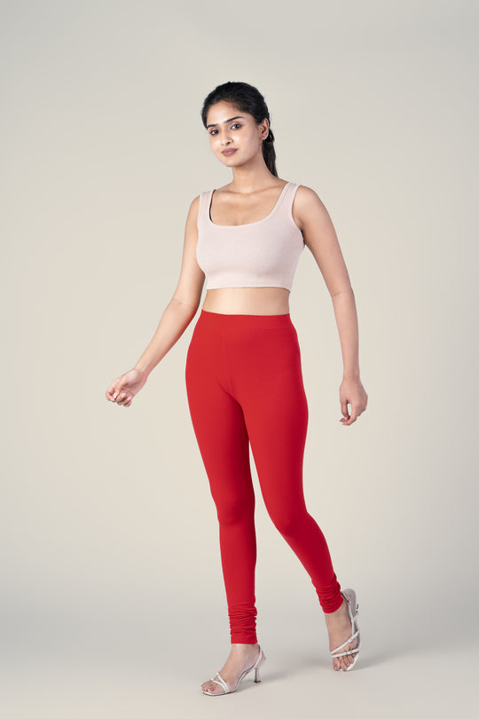 SlimFlow™ Candy Red Churidar Leggings