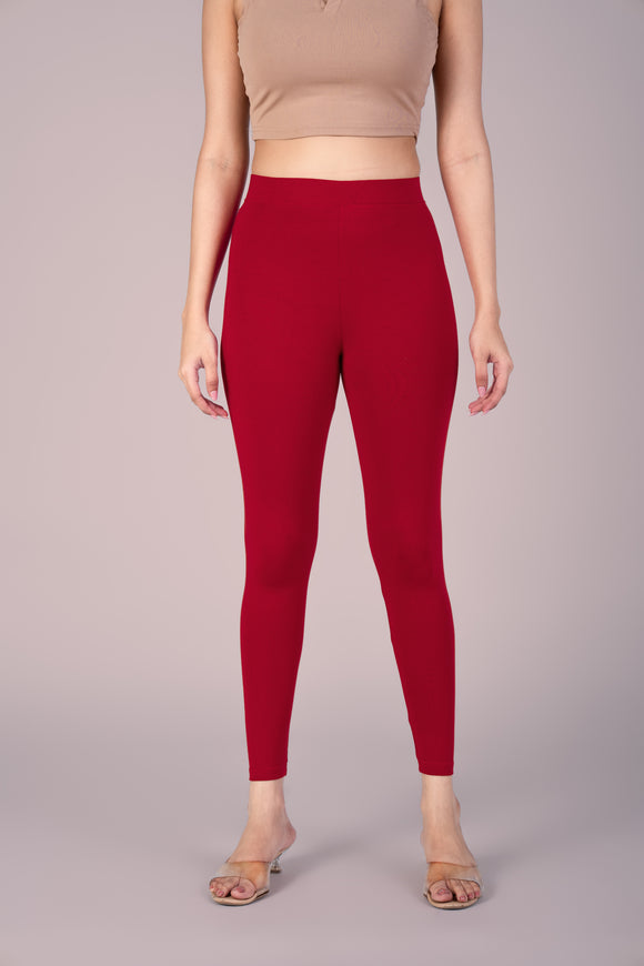 SlimFlow™ Red Ankle Length Leggings