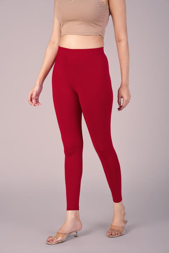 SlimFlow™ Red Ankle Length Leggings