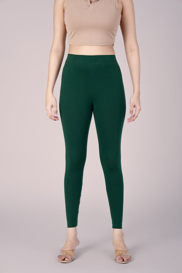 SlimFlow™ Bottle Green Ankle Length Leggings