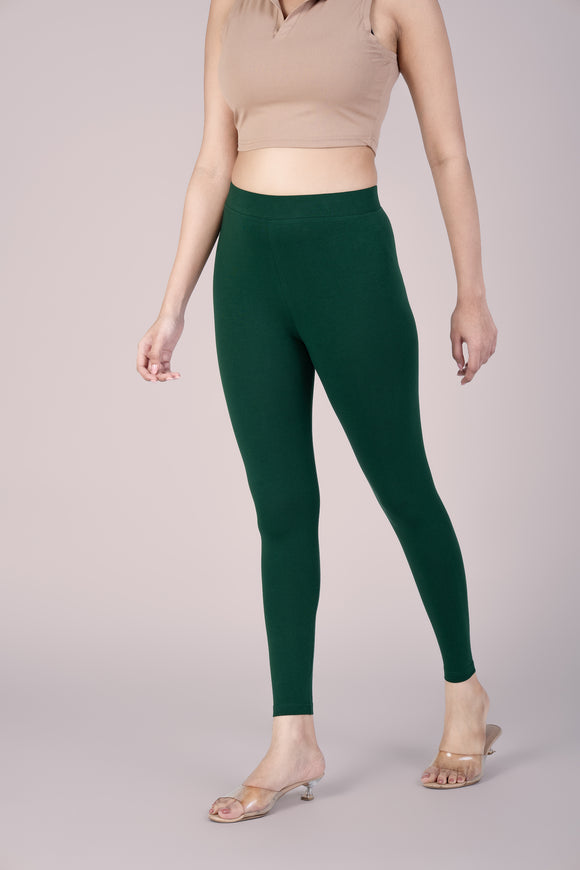 SlimFlow™ Bottle Green Ankle Length Leggings