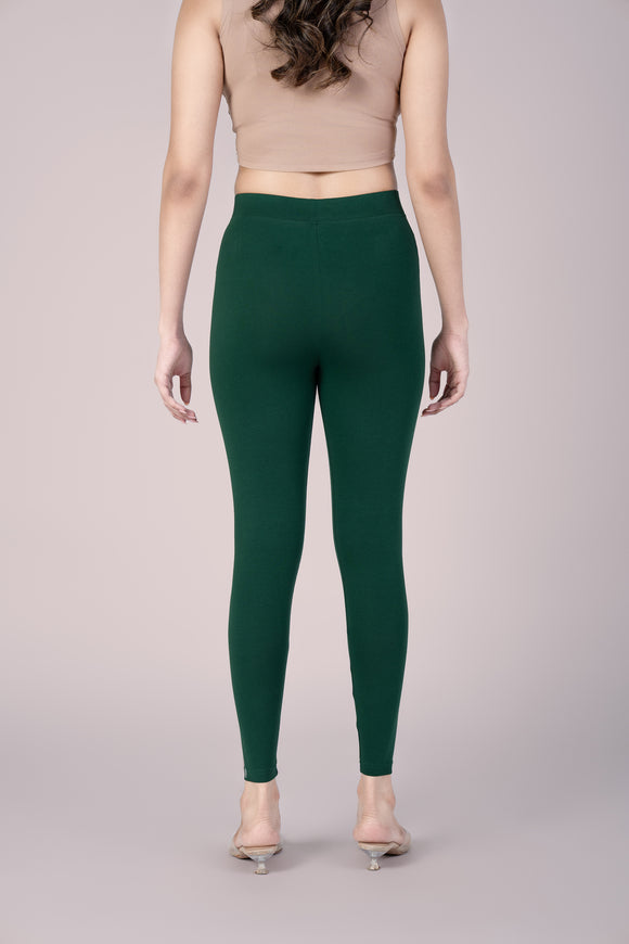SlimFlow™ Bottle Green Ankle Length Leggings