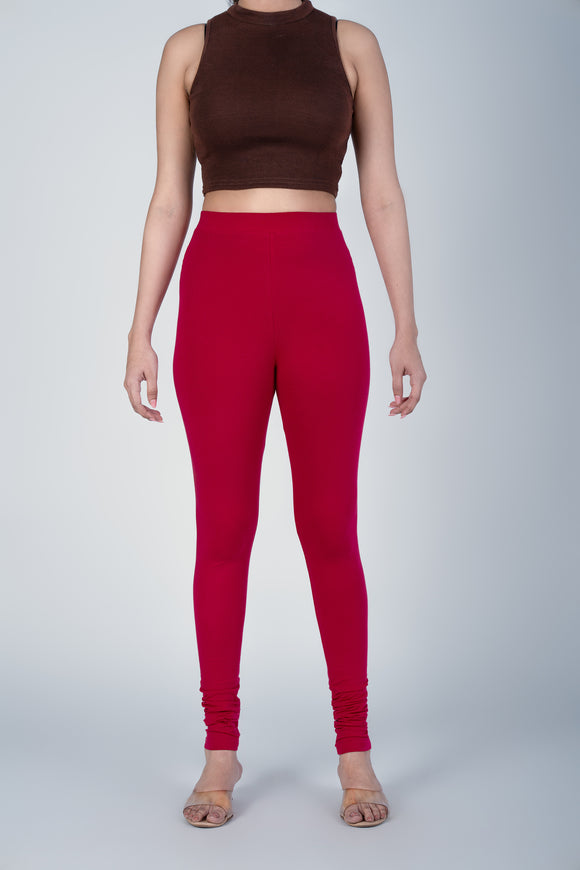 SlimFlow™ Red Maroon Churidar Leggings