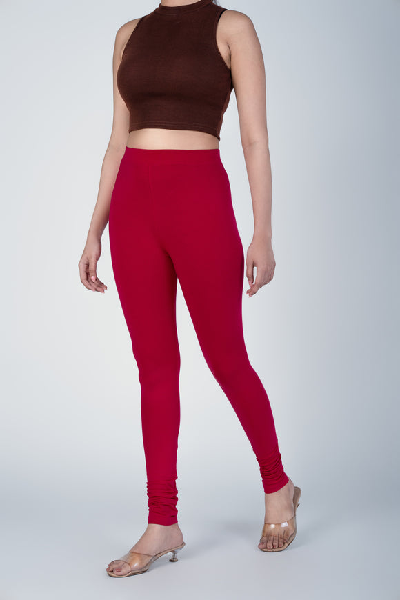 SlimFlow™ Red Maroon Churidar Leggings