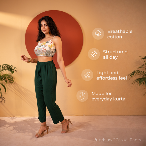 PureFlow™ Black Casual Kurti Stretch Pant