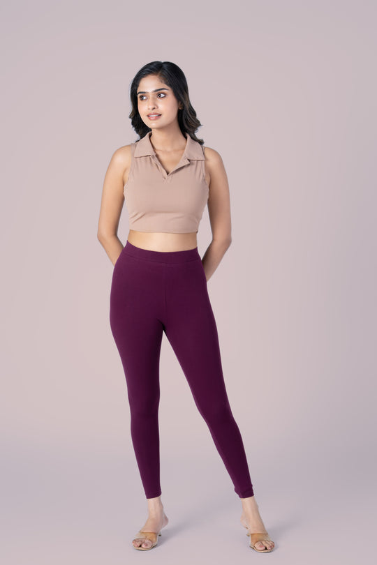 SlimFlow™ Wine Ankle Length Leggings