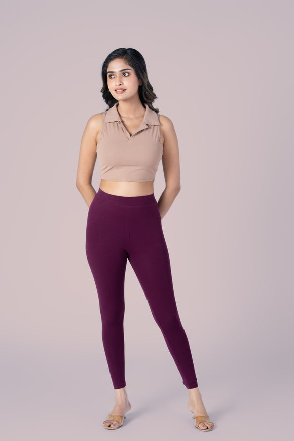 SlimFlow™ Wine Ankle Length Leggings
