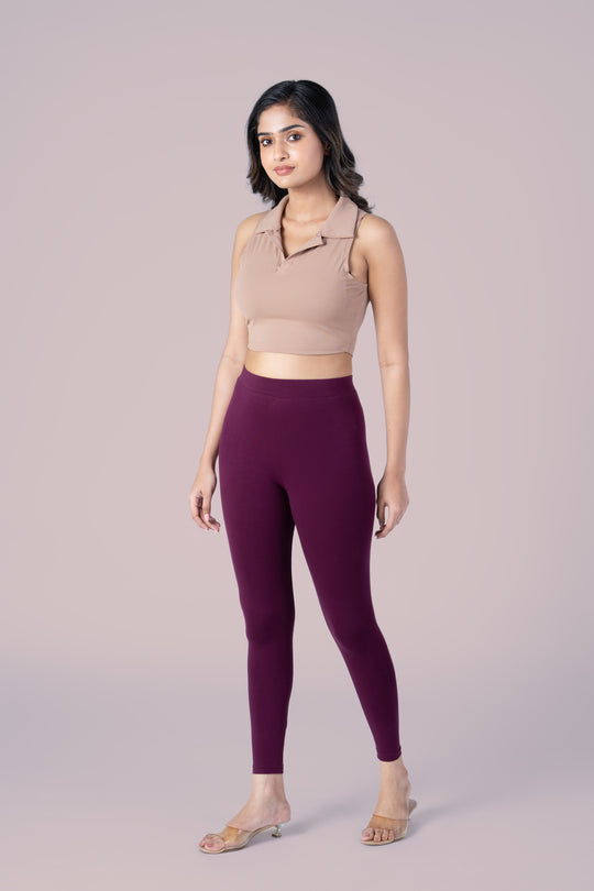 SlimFlow™ Wine Ankle Length Leggings