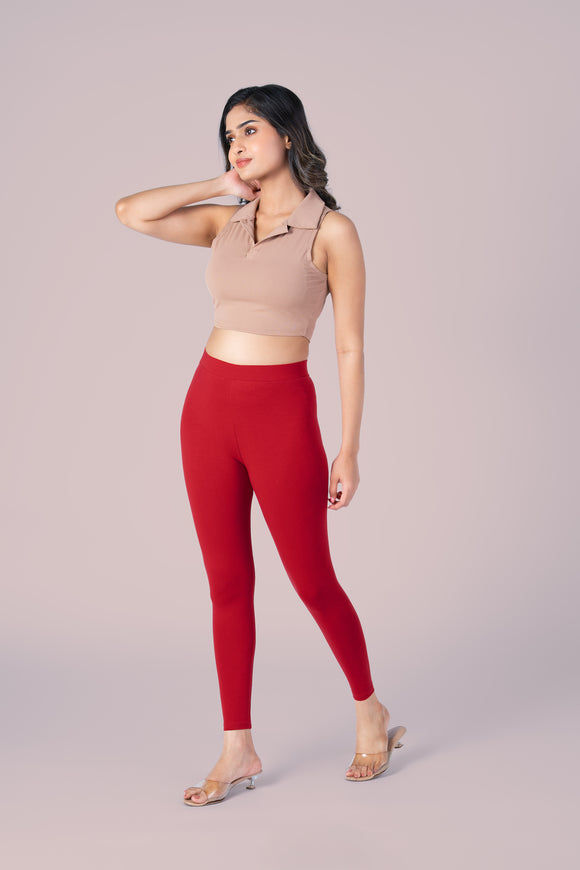 SlimFlow™ Red Ankle Length Leggings