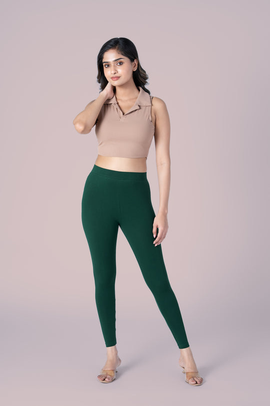 SlimFlow™ Bottle Green Ankle Length Leggings