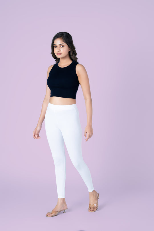 SlimFlow™ White Ankle Length Leggings