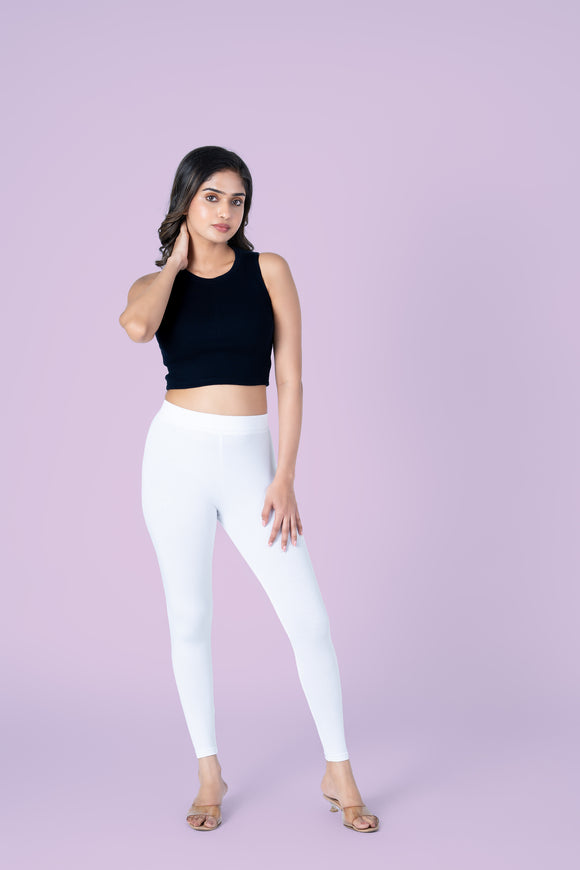 SlimFlow™ White Ankle Length Leggings