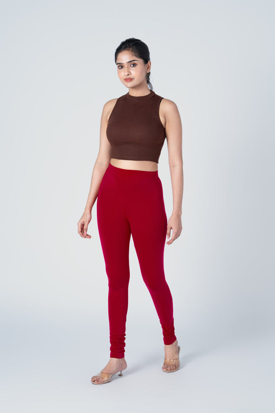 SlimFlow™ Red Maroon Churidar Leggings