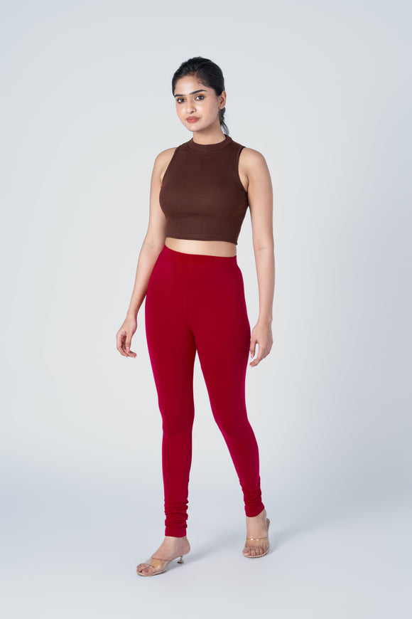 SlimFlow™ Red Maroon Churidar Leggings