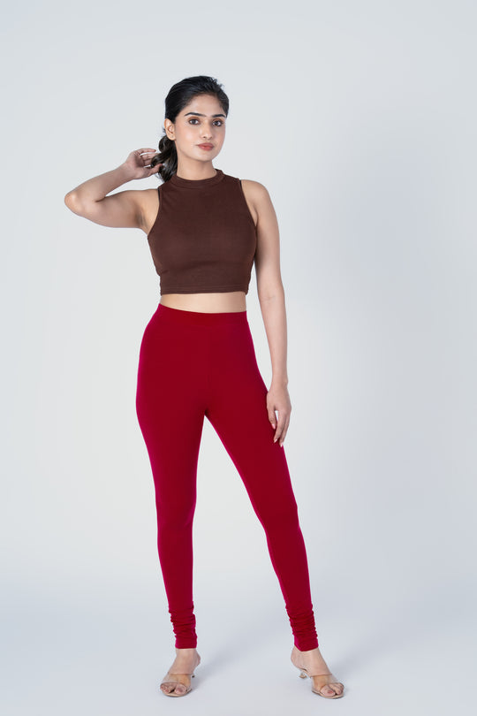 SlimFlow™ Red Maroon Churidar Leggings