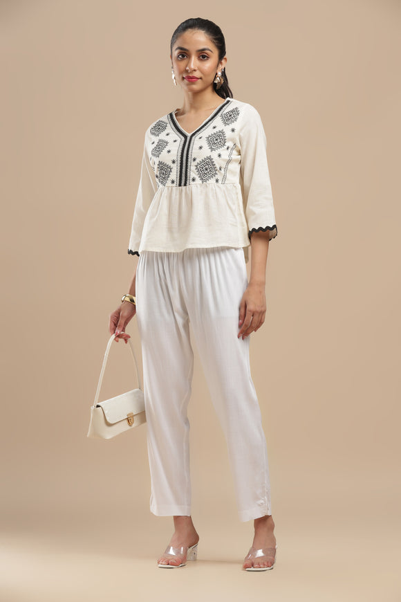 PureFlow™ White Casual Kurti Stretch Pant