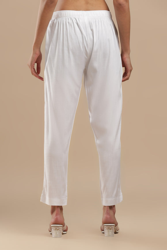 PureFlow™ White Casual Kurti Stretch Pant