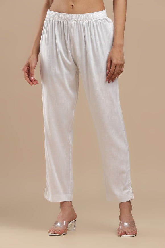 PureFlow™ White Casual Kurti Stretch Pant