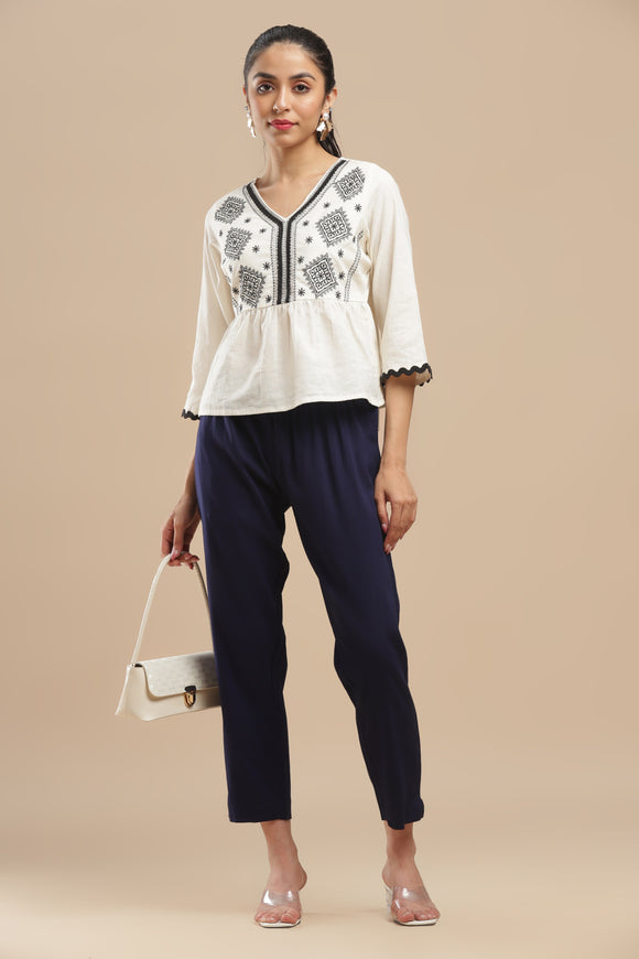 PureFlow™ Navy Casual Kurti Stretch Pant