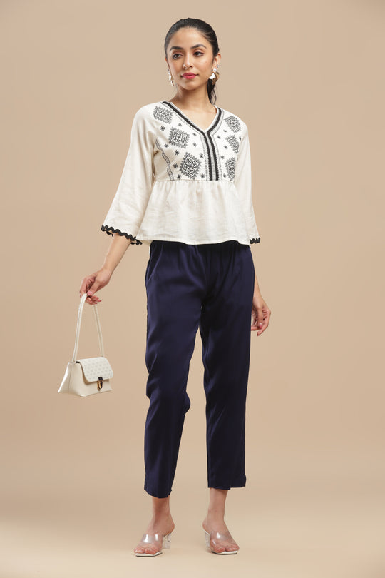 PureFlow™ Navy Casual Kurti Stretch Pant