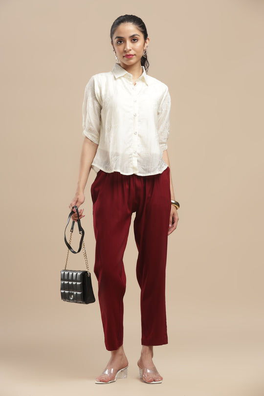 PureFlow™ Maroon Casual Kurti Stretch Pant