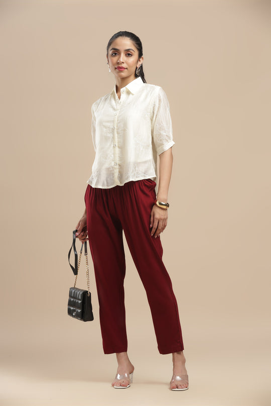 PureFlow™ Maroon Casual Kurti Stretch Pant