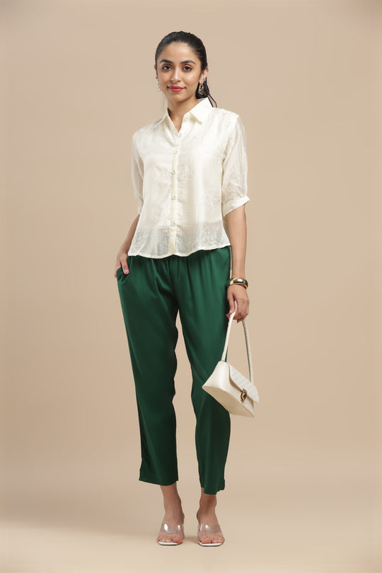 PureFlow™ Bottle Green Casual Kurti Stretch Pant