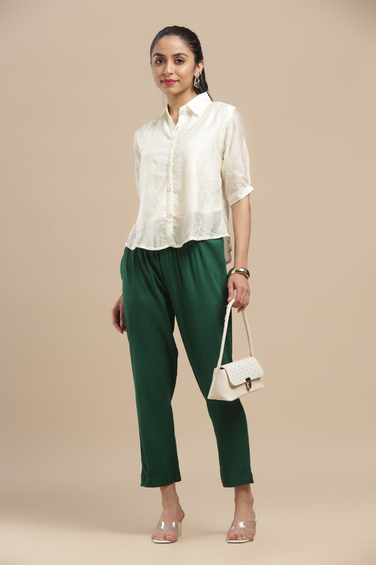 PureFlow™ Bottle Green Casual Kurti Stretch Pant