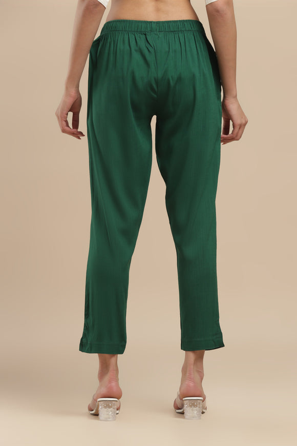 PureFlow™ Bottle Green Casual Kurti Stretch Pant
