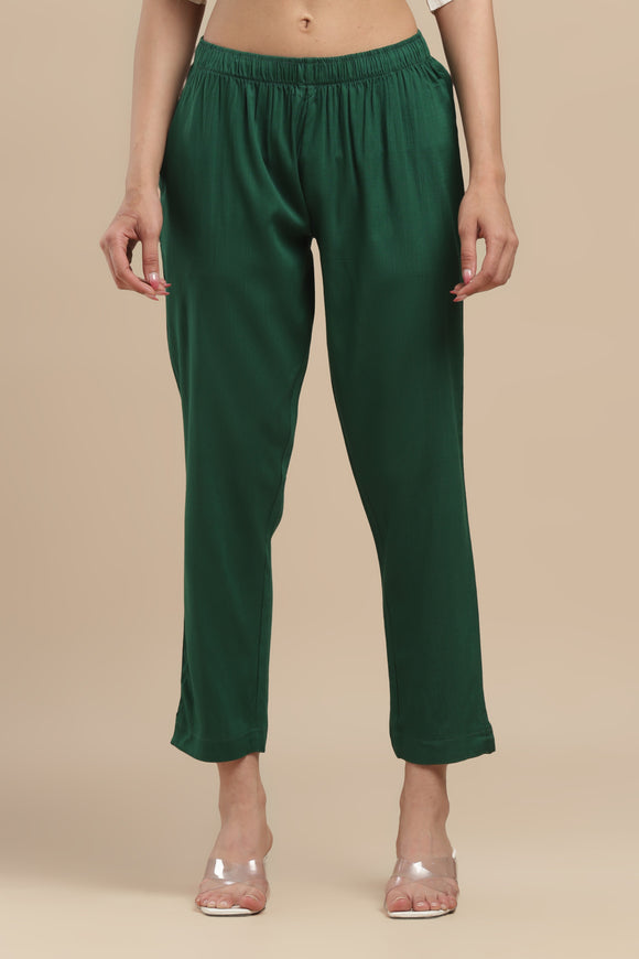 PureFlow™ Bottle Green Casual Kurti Stretch Pant