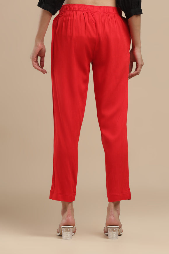 PureFlow™ Candy Red Casual Kurti Stretch Pant