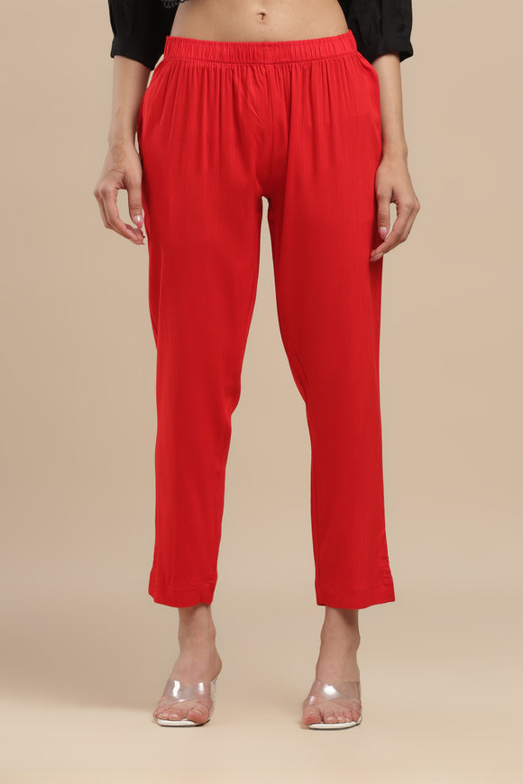 PureFlow™ Candy Red Casual Kurti Stretch Pant