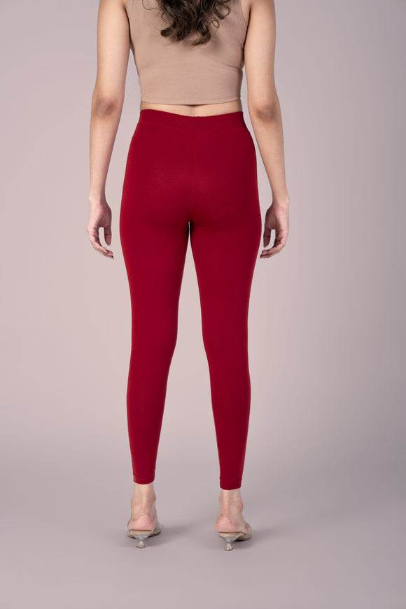 SlimFlow™ Burgundy Ankle Length Leggings