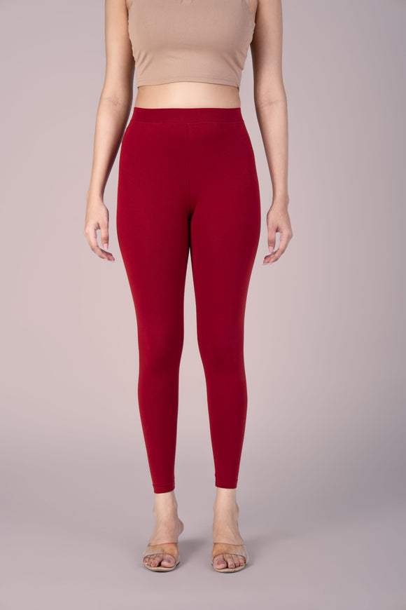 SlimFlow™ Burgundy Ankle Length Leggings