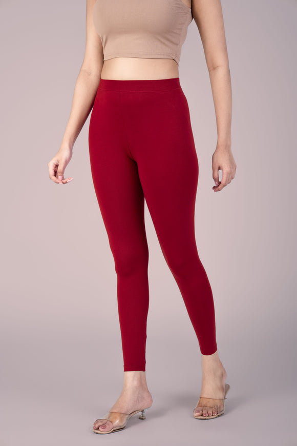 SlimFlow™ Burgundy Ankle Length Leggings