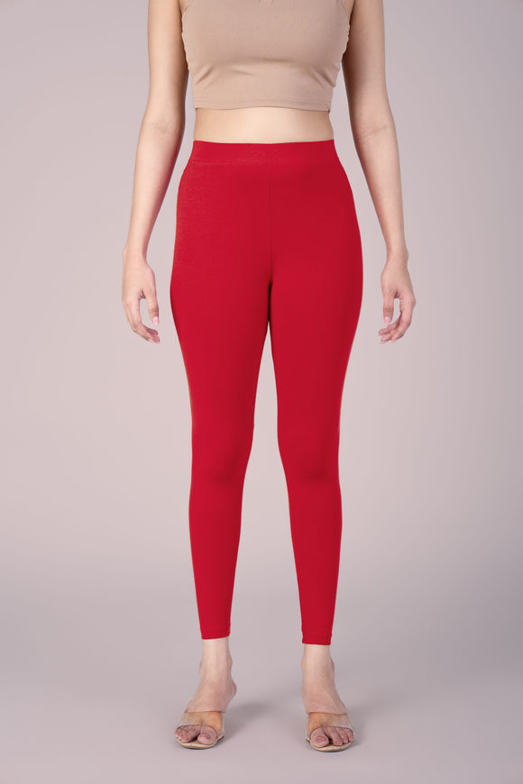 SlimFlow™ Candy Red Ankle Length Leggings